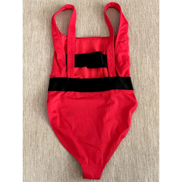 ASOS Fuller Figure High Leg Elastic Waist Red One Piece Swimsuit Size 34G - Picture 4 of 5